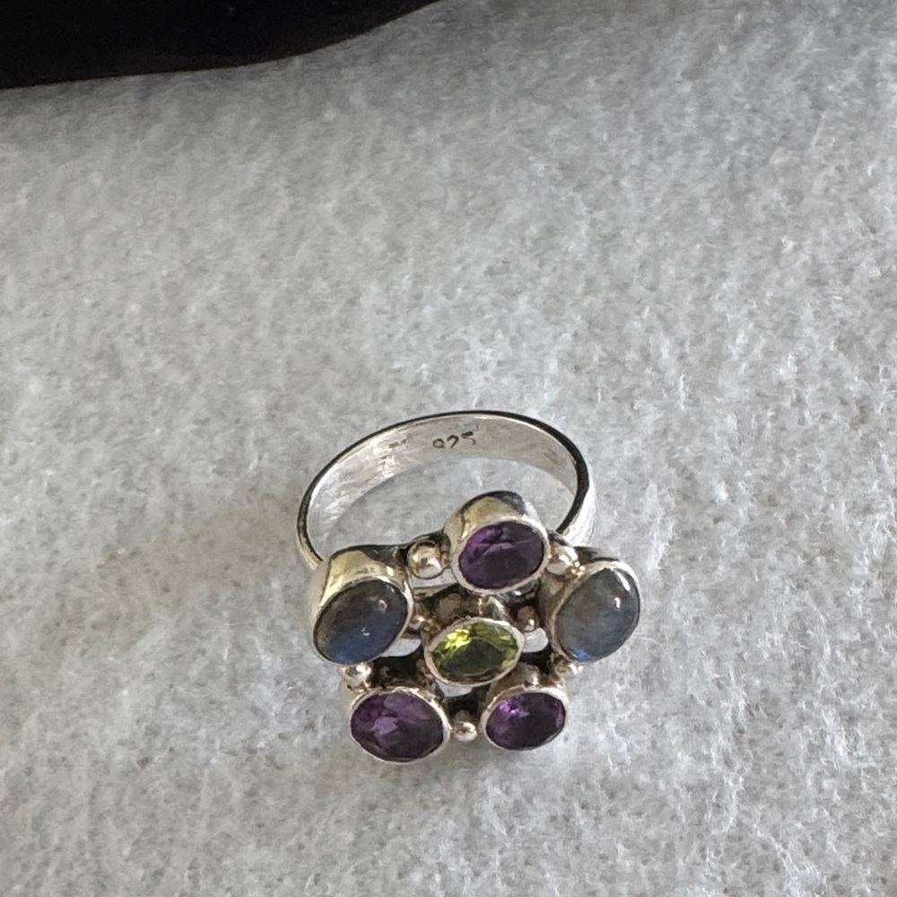 Elegant Multi-Stone Silver Ring - Picture 4 of 4